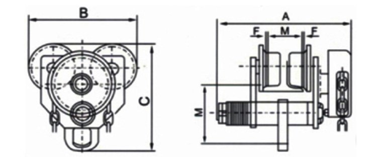 手拉單軌行車尺寸