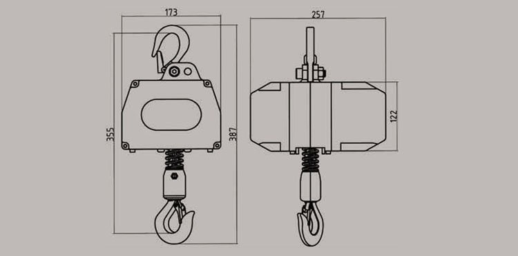 DCH充電式環(huán)鏈電動(dòng)葫蘆尺寸圖