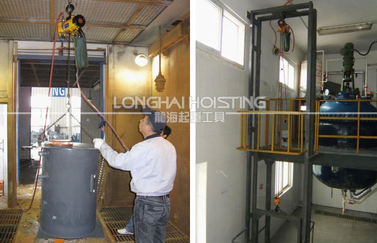 氣動(dòng)葫蘆安裝在固定位置